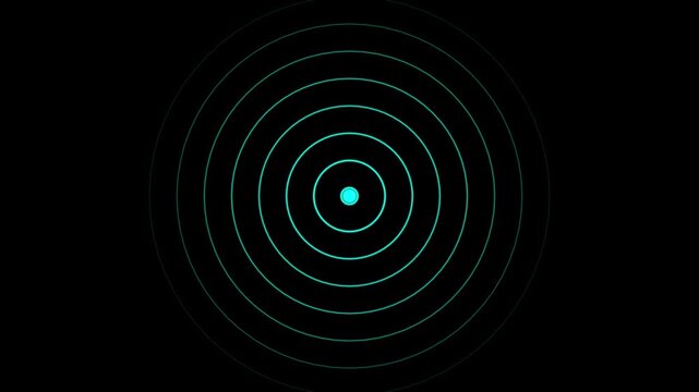 Glowing Neon ship radar and plane radar icon screen location searching animation black background.
