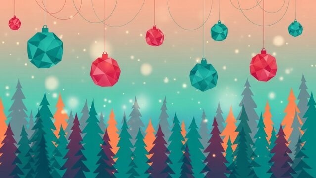 Christmas ornament forest landscape vector