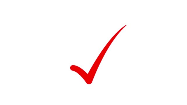 Red Tick mark icon animation 4k video. right check mark icon transparent background. Tick symbol animation, success approval correct sign. 