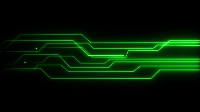 Abstract circuit board icon glowing neon lines. simple logotype icon concept. Close-up of computer processors technology concept black background.4k video.