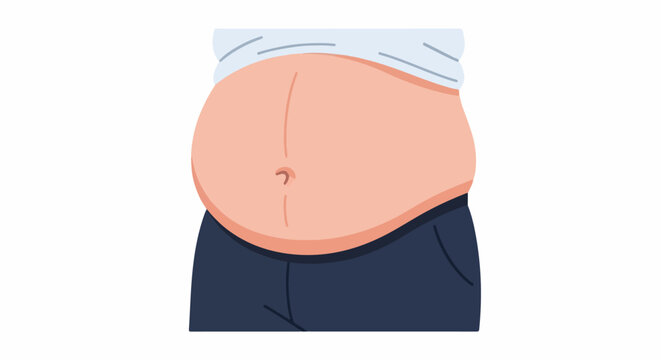 A close-up graphic illustration of a rounded human belly