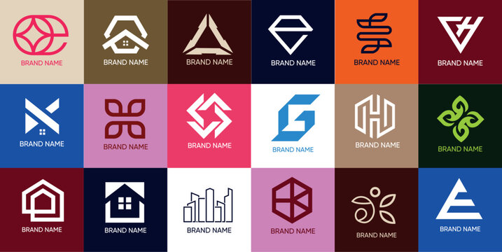 Modern Geometric Logo Design Set with Abstract Business Brand Marks