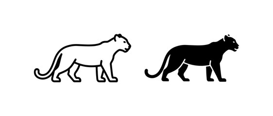 Panther Silhouette Vector Icons, Black and White Big Cat Graphics © Arafat