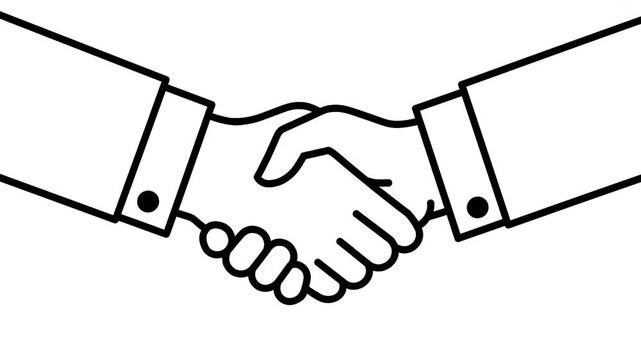Simple Handshake Line Art Illustration