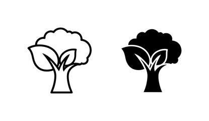 Eco-friendly Tree Icons, Nature Symbol Vector Art, Organic Growth Silhouette, Green Living Graphics, Simple Plant Outline, Sustainable Concept Illustration © Rakibul