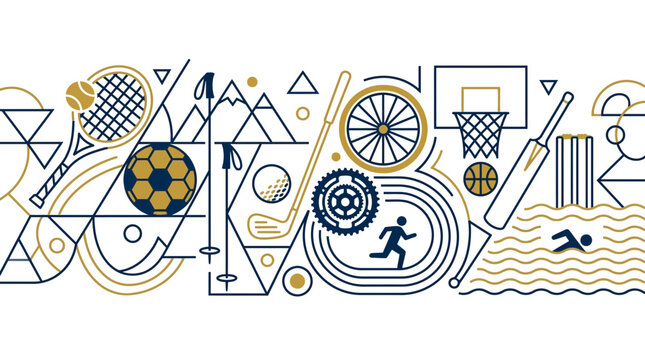 Sports Equipment and Activity Icons Vector Illustration