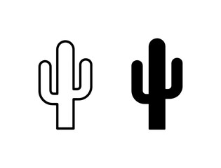 Obraz premium Cactus Icons, Desert Plant Symbols, Saguaro Vector Graphics, Minimalist Nature Elements