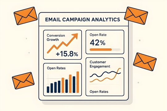 Email Campaign Analytics Dashboard Performance Stats Flat Illustration