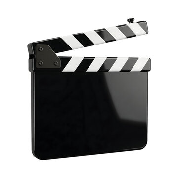 Classic glossy black film slate clapperboard on solid background