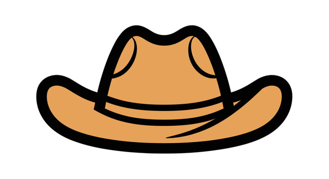 Cowboy hat, western, brown, icon, symbol isolated on White Background