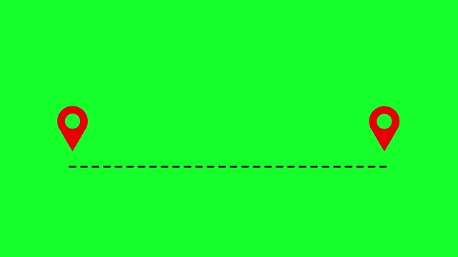 Distance from one place to another is one kilometer. location icon in 4k animation with alpha channel location icon animation on transparent background