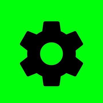 Settings Gear Icon on Green Screen Background &ndash; Configuration System Symbol
