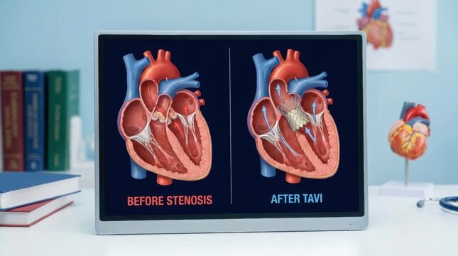 Heart valve replacement comparison before and after TAVI procedure