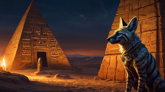  a pyramid and an aardwolf