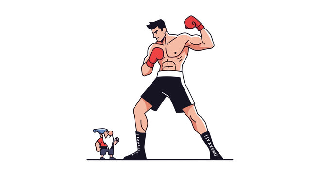 Boxer vs Dwarf: A Humorous Metaphor for Underdog Triumph and Strength Disparity