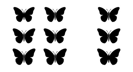Black Butterfly Silhouettes, Insect Vector Icons, Nature Graphic Elements, Simple Animal Shapes © Image World
