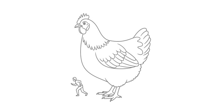 Giant Chicken Chasing Tiny Man