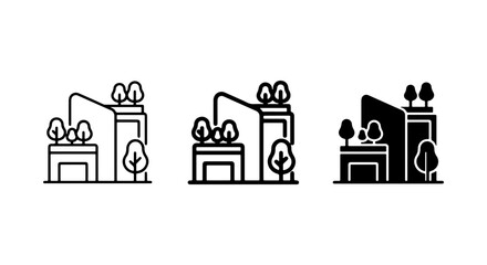 Naklejka premium Modern Building Icons, Architectural Design Elements, Urban Structure Graphics