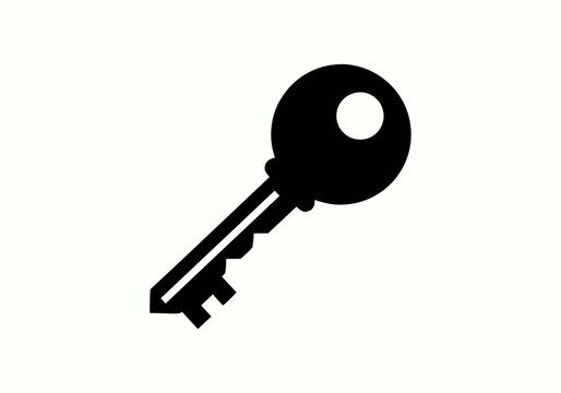 Black metal house door key.