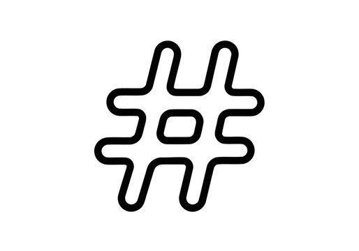 Black outline of a hashtag symbol.