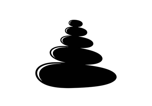 Black silhouette of stacked stones.