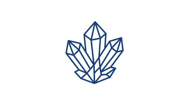 Geometric Crystal Cluster Illustration Blue Lines.