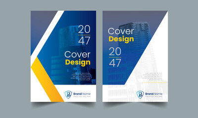 Fototapeta premium Corporate business book cover brochure template design in blue and yellow colors