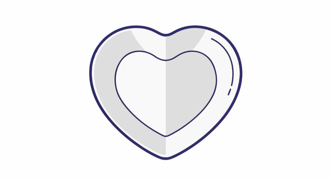 A simple outline of a heart-shaped plate with a lighter interior
