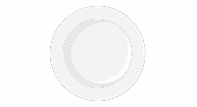 A simple, clean, white round plate with a subtle rim and central indentation