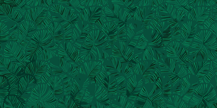 seamless dark green tropical foliage pattern with subtle contrast