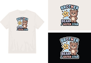 Brother Bear And Sister Star Illustration With Cartoon Style © MstRokhsana