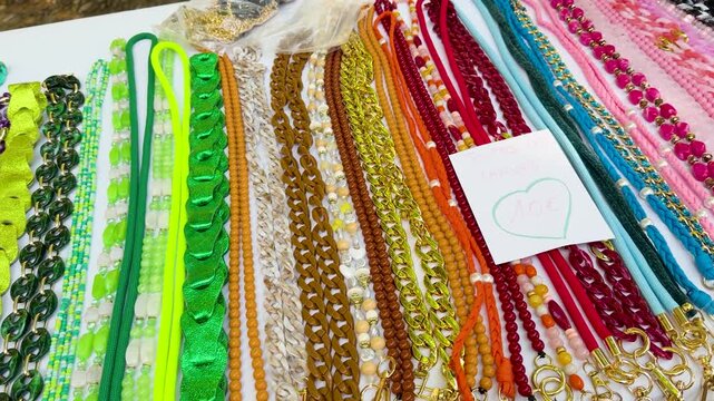 Colorful Handmade Jewelry and Beaded Necklaces at a French Riviera Market