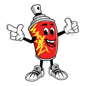 Spray paint can cartoon character vector illustration with unique style is perfect for stickers, icons, logos and advertisements