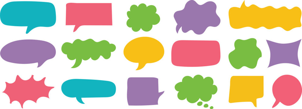 speech bubble texture chalk pencil doodle set. Crayon speech bubble frame, comic talk balloon Grunge colorful collection.