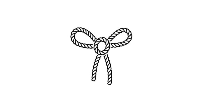 Simple Rope Bow Knot Illustration, Nautical Decorative Element, Minimalist Design