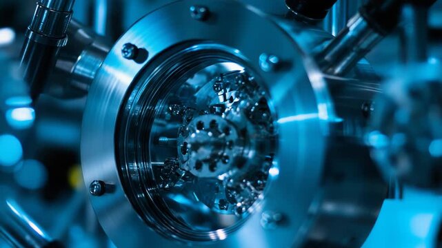 Industrial precision machinery and robotics producing high tech metallic components, symbolizing innovation in engineering, automation, research and advanced manufacturing processes