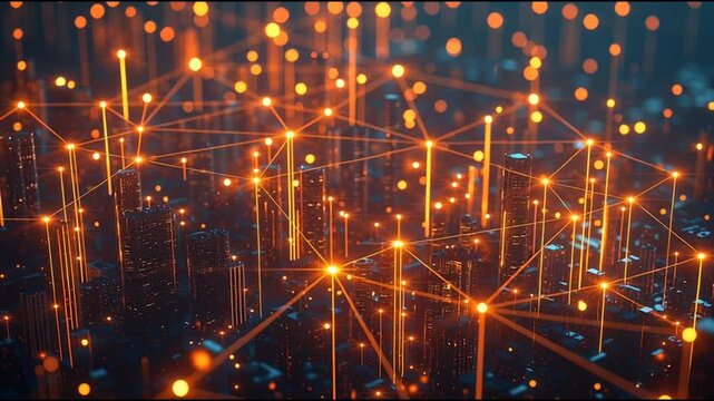 Hacker are planning to hack and attack networks and cyber security systems..Smart Innovation city with connection cyber security network reciprocity over the cityscape . future wireless digital city