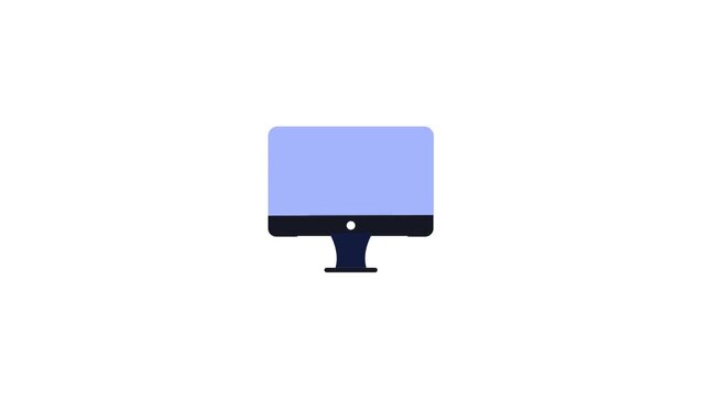 Flat digital invoice monitor icon with financial document on computer screen representing online billing, accounting, digital payment, and business management systems.