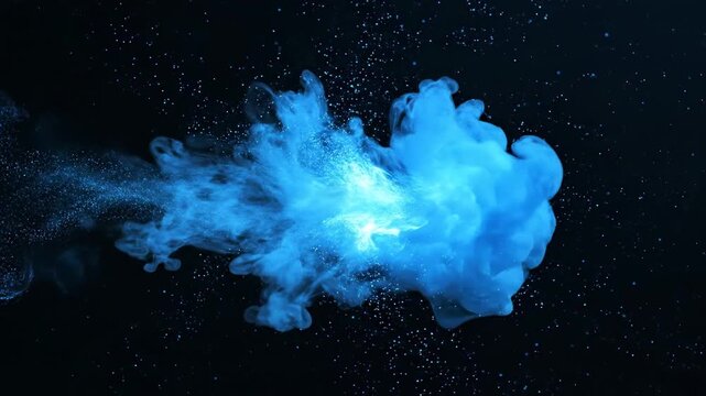 Glowing blue jellyfish in water.