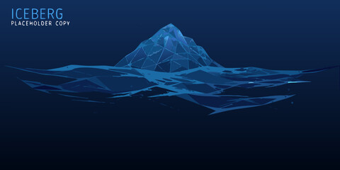 polygonal iceberg illustration with a dark blue gradient and geometric shapes © Bijoy