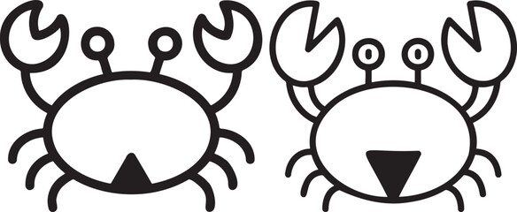 Two cartoon crabs opposite each other with outline and solid fill. © FF