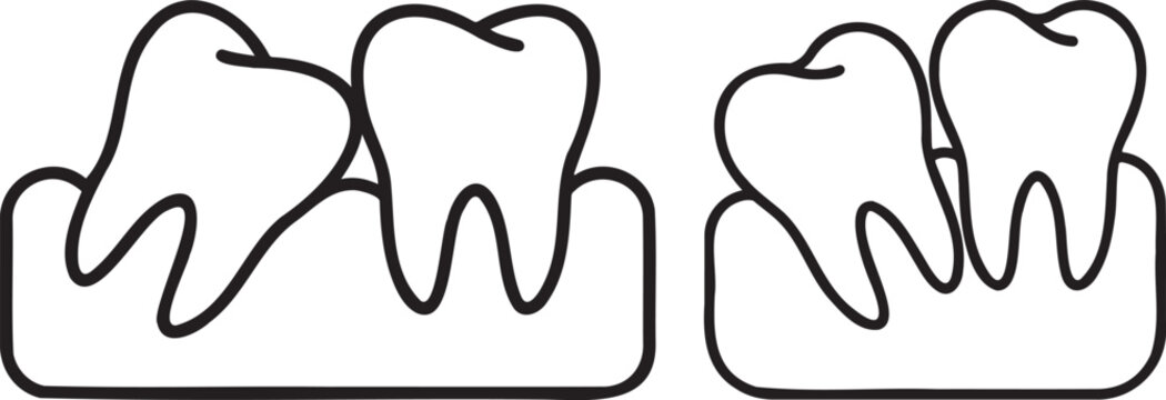 Two wisdom tooth icon silhouettes.