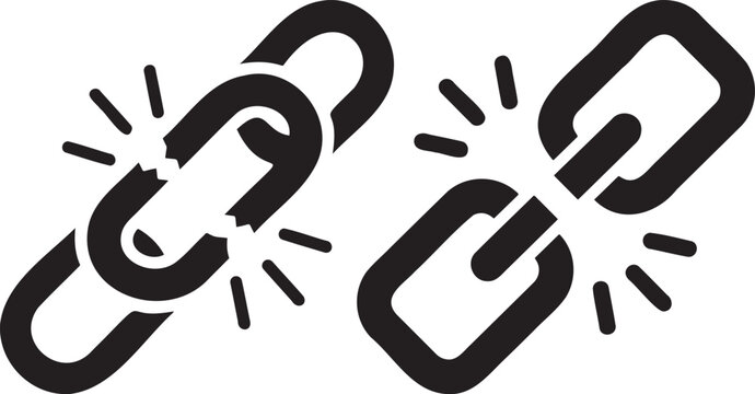 Two broken chain link silhouette icons.