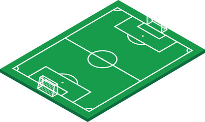 Green soccer field with white lines and goals  sports illustration © Khatunay JANNATARA