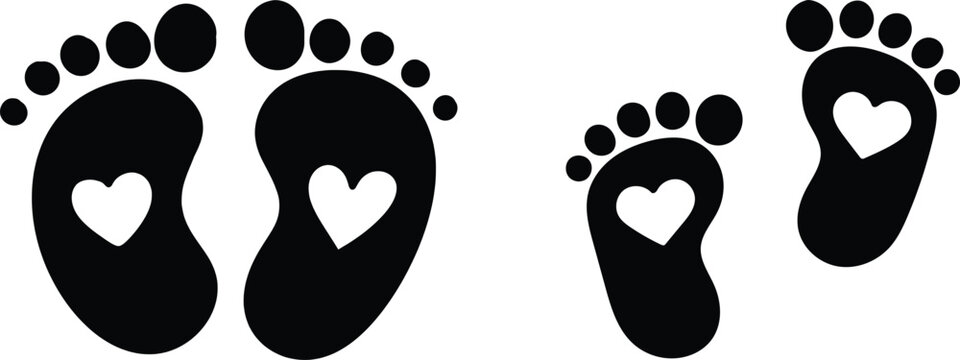 Human walking footprints and shoe sole marks vector set. kids footsteps trail icons for path and print design eps.Baby footprint icon in editable style. Vector icon graphics.Human foot  icon.