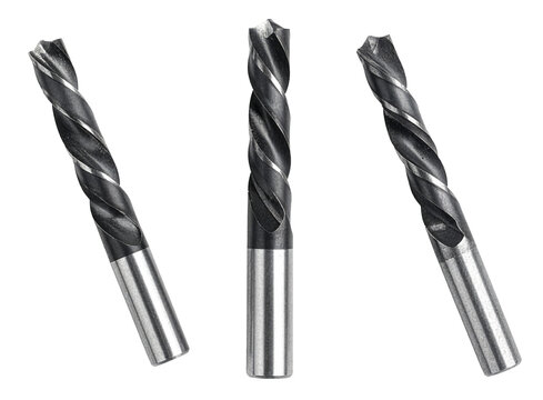 group of drill bits isolated on white background