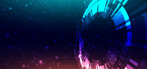 Futuristic technology hi tech blue element on dark blue background. © chaninan