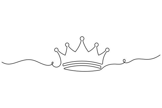Crown One Line Art Minimal Continuous Line Drawing Vector Illustration