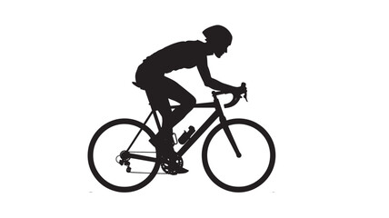 Fototapeta premium Black Silhouette of Cyclist Riding Racing Bicycle — Sport, Fitness and Speed Concept