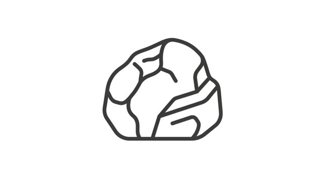 Simple Line Art Drawing of a Single Rock.